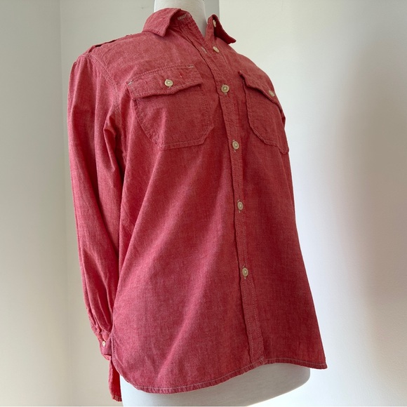 Current/Elliott The Perfect Shirt Red Chambray - Picture 2 of 9